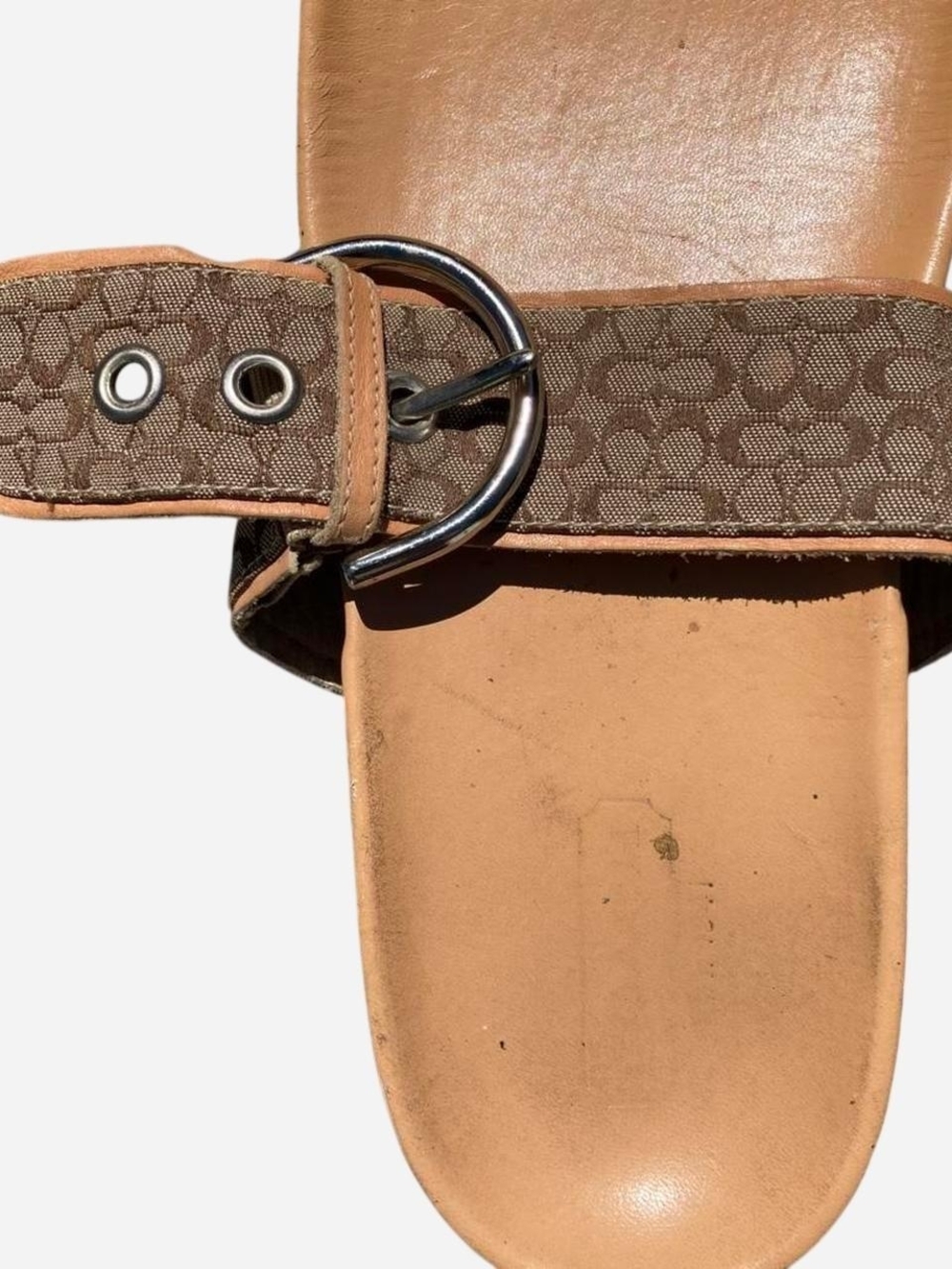 Coach Monogram Canvas Strap Slide Sandals - Tan - Picture 4 of 8